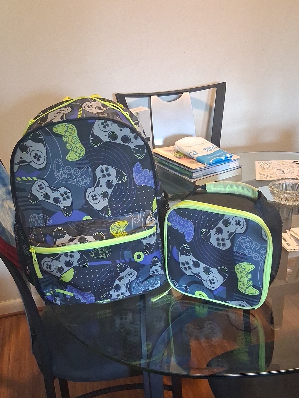 The Children's Place Kids Backpack & Lunch Bag Set - Navy, Neon Green, Gray